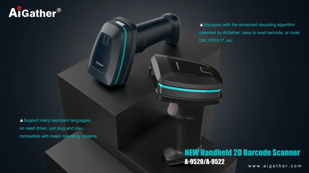 Auto-Detection Wired 2D Qr Code Barcode Scanner with Stand