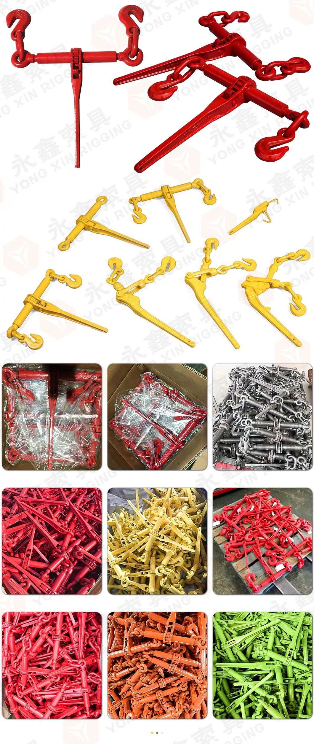 Us Type G80 Red Painted Carbon Steel Drop Forged Standard L140 Type Spring Folding Handle Ratchet Type Chain Load Binder