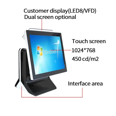 2020 Professional Made in China Großartiges Win7 J1900 15-Zoll-All-in-One-Touchscreen-Einzelhandelskassen-Kassensystem